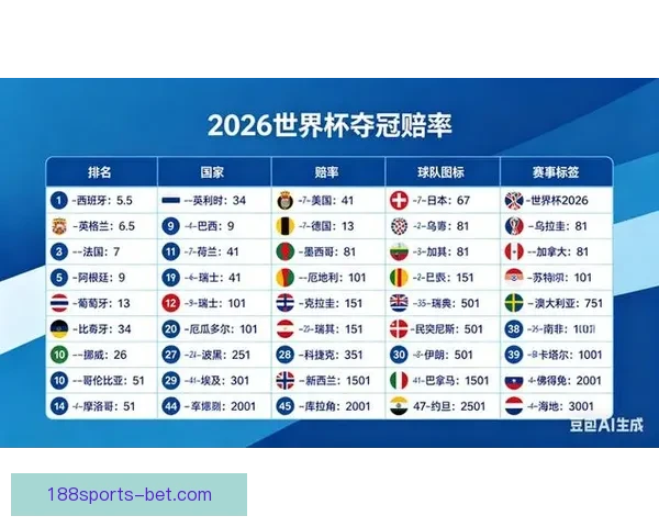 2026世界杯竞猜赔率分析与各队夺冠概率详细解读